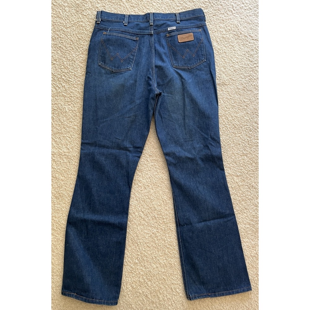 Vintage Wrangler Classic Rise Cowboy Dark Blue Denim Jeans Men 34x33